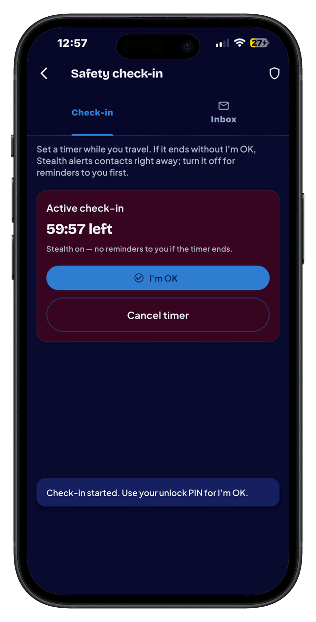Safety Check-in Timer